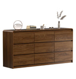 Oransail 9 Drawer Dresser, 63" Wide Walnut Dresser with Soft-Close Drawers