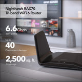 8-Stream WiFi 6 Router (RAX70) - Security Features, AX6600 Tri-Band Wireless Speed (up to 6.6 Gbps