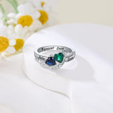 Oseew Gold gold Mother Rings for women Customized mom rings Mother and daughter ring for Mother's day 2 birthstone rings mothers ring (White Gold)