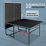 8ft Mid-Size Ping Pong Table, Foldable Table Tennis Table with Net, 2 Table Tennis Paddles and 3 Balls for Indoor/Outdoor, Black