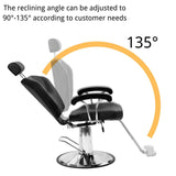 Winado Heavy Duty Reclining Barber Chair for Barber Shop, Styling Salon Chair with Headrest and Footrest, 360 Degree Swivel, Height Adjustable, Fit Hair Stylist Women Men, Black