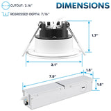 LUXRITE 2 Inch LED Recessed Ceiling Light with Junction Box, 8W, 5CCT Selectable 2700K/3000K/3500K/4000K/5000K, 660 Lumens, Dimmable Canless Downlight, Wet Rated, IC Rated, ETL Listed (12 Pack)