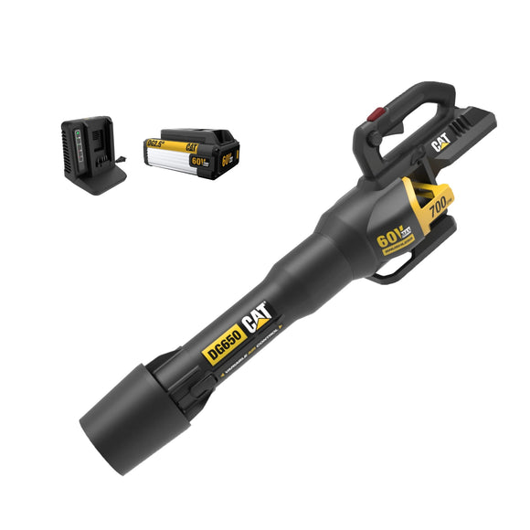 Cat DG650 60V 700 CFM 135 MPH Leaf Blower Cordless with Battery and Charger,Adjustable Speed Blowers for Lawn Care