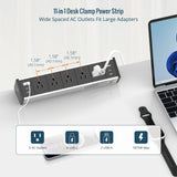 Tecmojo Desk Clamp Power Strip 6 ft, Fit 1.6" Tabletop Edge(SKU# 13150111)