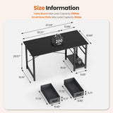 Sweetcrispy 47 Inch Computer Desk with Drawers for Home Office, Writing Desk with X-Shaped Reinforcement