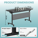 Folding Conference Table with Wheels, Flip-Top Mobile Training Table Modular Conference Room Tables, Space Saving Seminar Meeting Tables for Office School Business Classroom(Modilan 8PCS 55.1in)