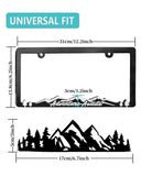 NJNYLLC Mountain License Plate Frames - Plastic Car Tag Holders with Raised Mountain Design, 2 Pack 2 Hole with Screws & Caps, Mountain Vinyl Sticker Included (White-Embossed)
