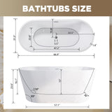 LOHCEH 67 Inch Free Standing Bathtub,Made of Pure Acrylic Material with 8 Layers of Reinforced Coating,Cupc Certified,Spacious Ergonomic Design,Modern Luxury Bathtub,White