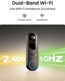 REOLINK Battery Video Doorbell (2nd Gen) 2K Wireless Camera, 2.4/5GHz WiFi