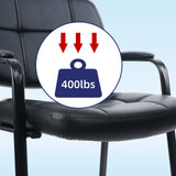 Big & Tall 400 lbs Waiting Room Guest Chair, Leather Office Reception Chair No Wheels with Padded Arms (4 Pack) CLATINA