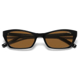 SOJOS Trendy Cat Eye Polarized Sunglasses for Women Men, Retro 90s Y2K Small Thin Rectangle Sunnies SJ2670, Black/Brown