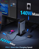 WAVLINK Laptop Docking Station 3 Monitors, 11-in-1 USB C Docking Station with 125W PD3.1 Pass-Through & Power Adapter, 2*HDMI + DP, Max Resolution: Single 8K or Triple 4K, for MacBook M1–M4 & Windows