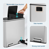 Dual Trash Can, 2 x 8 Gallon (2 x 30 L) Hands-Free Trash and Recycle Bin Combo