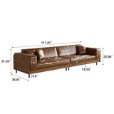 NessCarsti 111.81" Minimalist Outdoor 4 Person Patio Sofa Couch, Brown