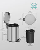 Bathroom Trash Can, 1.6 Gallon (6 L) Small Toilet Garbage Bin with Lid, Soft-Close, Stainless Steel
