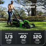 Greenworks 40V 20" Brushless Push Mower, 4.0Ah Battery (Aluminum Handles + Light)