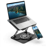 Laptop Stand for Desk,Adjustable Computer Stand with 360° Rotating Base,2-in-1 Laptop Stands with Phone Holder