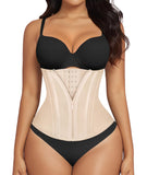SHAPERX Waist Trainer for Women Underbust Corset Shapewear Tummy Control Workout Waist Cincher Body Shaper Zipper and Hooks, SZ7310-Beige-L