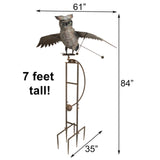 Esschert Staked Metal Giant Flying Owl Rocker, 84" H