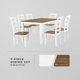 Lexicon Dining Table Set for 6 with Chairs, Wood 7 Piece Farmhouse Dining Room Table and Chairs Set of 6
