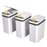 3 Pack Bathroom Trash Can 2.6 Gallon Small Touchless Automatic Motion Sensor Trash Cans Slim Waterproof