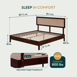 Bme Nipe King Bohemian Bedframe with Adjustable Wicker Headboard - Walnut