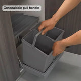 Under Cabinet Double Pull-Out Trash Can & 7L Kitchen Recycling Bin - Heavy-Duty Dual Waste Container for Efficient Garbage Sorting & Space-Saving Organization