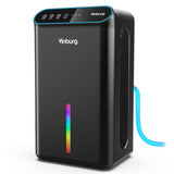 Dehumidifier for Home 1000 sq.ft - Small Quiet Dehumidifier with Auto Shut Off, Aromatherapy, 3 Gear Timer, Sleep Mode, 7-Color LED Light, Drain Hose for Bedroom, Bathroom, Basement, RV(Matte Black)