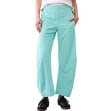 SeeLuNa Women Barrel Travel Pants Elastic Waistband Tapered Leg Baggy Mid Rise Work Trousers Lounge Pant with Pockets(Mint-Green,L)