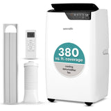 SereneLife 12000 BTU Portable Air Conditioner 3-in-1-115V Compact Standing Air Conditioner for Room Up to 380 Sq. Ft. Floor AC Unit with Touch Control Panel, Remote Control - Window Mount Kit