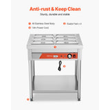 Happybuy 6-Pan Commercial Food Warmer, 1500W Electric Steam Table with Undershelf, Stainless Steel Buffet Server for Restaurants, Parties, and Hotels