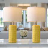 PoKat 23" Yellow Table Lamps Set of 2, Modern Living Room End Table Lamps Decor, Ceramic Lamps for Living Room, Contemporary Nightstand Lamps for Side Console Table Hallway Gift