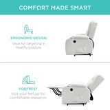 Best Choice Products Modern Linen Electric Power Lift Chair, Recliner Massage Chair, Adjustable Furniture for Back, Legs w/ 3 Positions, USB Port, Heat, Cupholders, Easy-to-Reach Button - Ivory