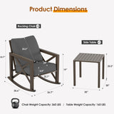 Outdoor Rocking Bistro Set, Patio Chairs Set of 2 with Coffee Table, Gray