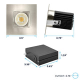 LUXRITE 4 Inch Recessed Light, Regressed Canless LED Spotlight, 5CCT 2700K-5000K, CRI90, 22W, 1700 Lumens High Output, 38º, Interchangeable Square Brushed Nickel Trim, Dimmable, IC & Wet (4 Pack)