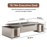 HHEvergreenEnsemble Executive Desk with Double-Layer Tabletop (78.74IN)