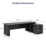 L-Shaped Executive Desk with Drawer & Cabinet, Modern Office Desk with Storage