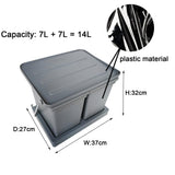Under Cabinet Double Pull-Out Trash Can & 7L Kitchen Recycling Bin - Heavy-Duty Dual Waste Container for Efficient Garbage Sorting & Space-Saving Organization