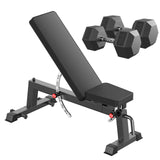 HANDBODE Adjustable Weight Bench for Full Body Workout, 1300 lb Weight Capacity Bench Press Bench of Home Gym Strength Training, Incline Upright Flat Utility Workout Bench with 50 lb Dumbbells