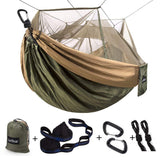 Camping Hammock, Portable Double Hammock with Net, 2 Person Hammock Tent with 2 * 10ft Straps Sunyear
