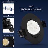 LUXRITE 3-Inch Gimbal LED Recessed Lighting, 5 Color Selectable 2700K-5000K, 9 Watts, 750 Lumens, Adjustable 360º + 30º Swivel Spotlight, Dimmable, CRI90, IC & Wet Rated, ETL, Black (12 Pack)