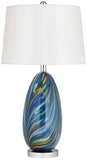 Possini Euro Design Pablo 27" Tall Modern Coastal Table Lamps Set of 2 Blue Art Glass White Shade Living Room Bedroom Bedside Nightstand House Office Home Kitchen Entryway Console (Colors May Vary)