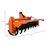 LEDTUS 53” 3 Point Rotary Tiller for 20-30HP Compact Tractors – Cat 1 Cultivator with 540 RPM PTO Drive, 32 Replaceable L-Shaped Tines for Maximum Width Coverage (53")