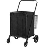 Folding Shopping Cart with Removable Waterproof Liner, 330LBS Large Capacity Jumbo Grocery Cart VEVOR