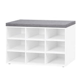 DINZI LVJ Shoe Storage Bench with Cushion, Cubby Shoe Rack with 9 Cubbies, Adjustable Shelves, Multifunctional Shoe Organizer Bench for Entryway, Mudroom, Hallway, Closet and Garage, White