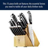 Premium Quality 15-Piece Knife Set with Block, Razor-Sharp, & German Engineered HENCKELS