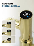 Lefton Rotatable Bathroom Faucet with Temperature Display in Fahrenheit (Batteries-Free), 3 Water Outlet Modes, Polished Gold, BF2204-5