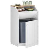 Freestanding Trash Can Cabinet, Wooden Recycling with Flip Door, 10 Gallon Hidden Kitchen Garbage Can for Kitchen