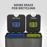 18.5 Gallon (70L) Dual Compartment Kitchen Trash Can - Hands-Free Step Pedal