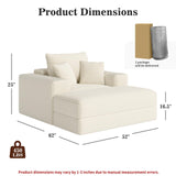 Gericco 52" Boneless Chaise Lounge Chair Indoor — Oversized Cloud-Like Cozy Comfy Modular 3-in-1 Sofa Bed for Reading, Living Room & Bedroom Corduroy Couch Sleeper, Beige